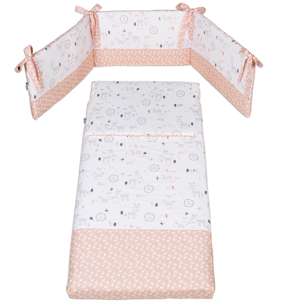 Patalynės komplektas FERETTI 5-jų dalių Quintetto MIŠKO ISTORIJOS salmone