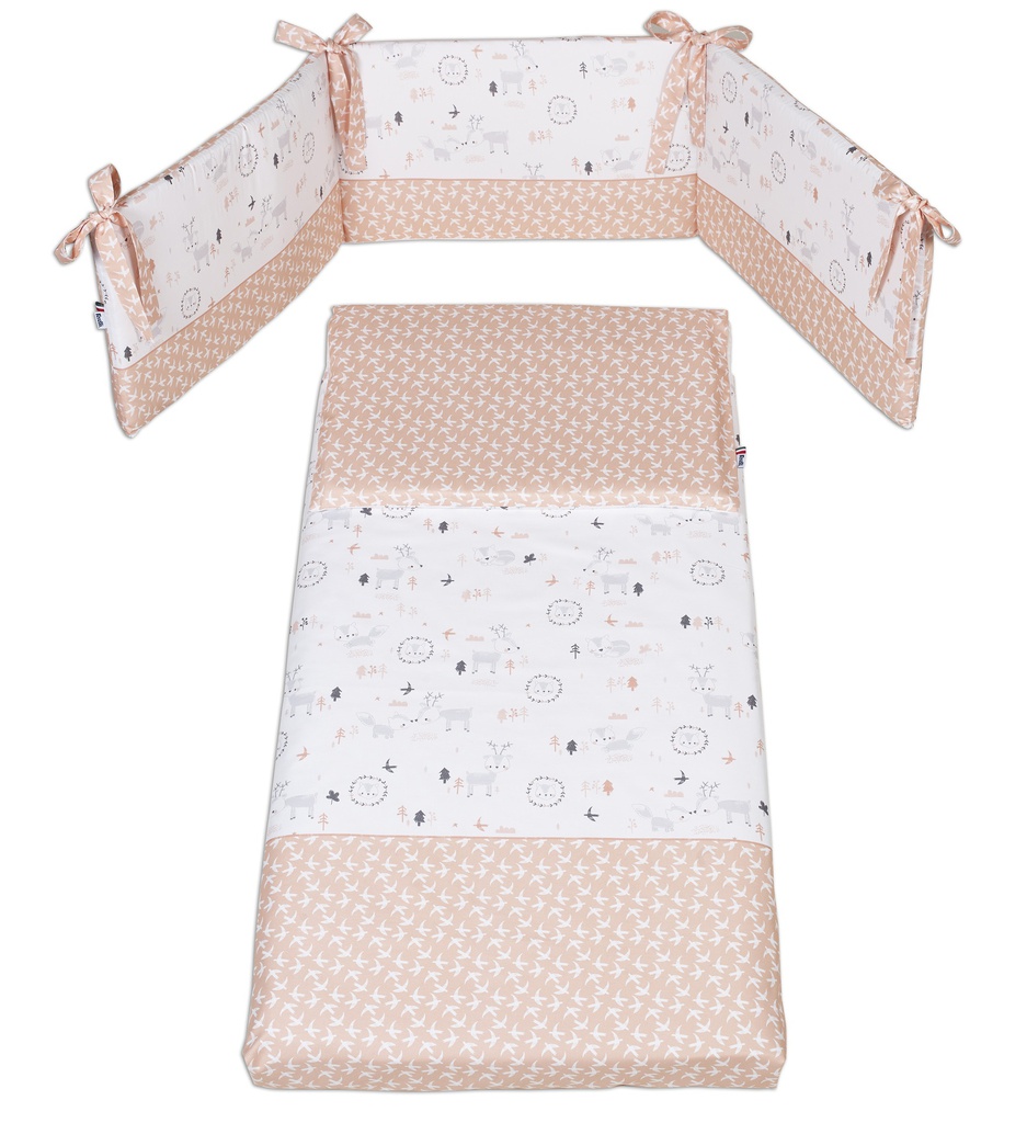 Patalynės komplektas FERETTI 5-jų dalių Quintetto MIŠKO ISTORIJOS salmone