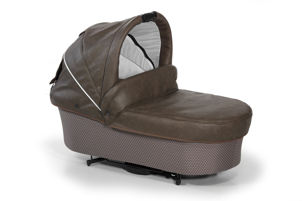 Vežimėlis Xperia Capppuccino/Weis 2-in1 (lopšys) su užvalkalu kojoms ir rankine