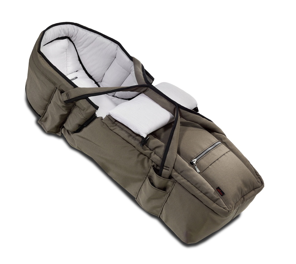 Vežimėlis ZX II HB Techno Cappuccino su nešiojamais lopšiais ir adapteriais