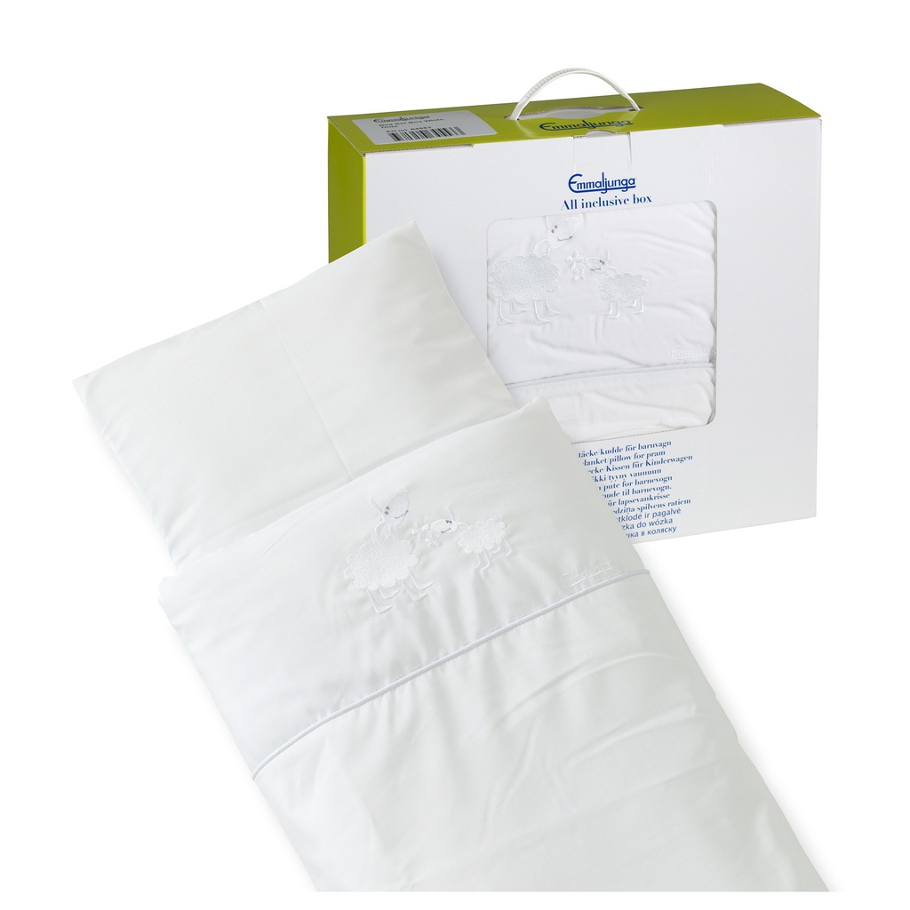 Patalynės komplektas Emmaljunga vežimėliui Dots White