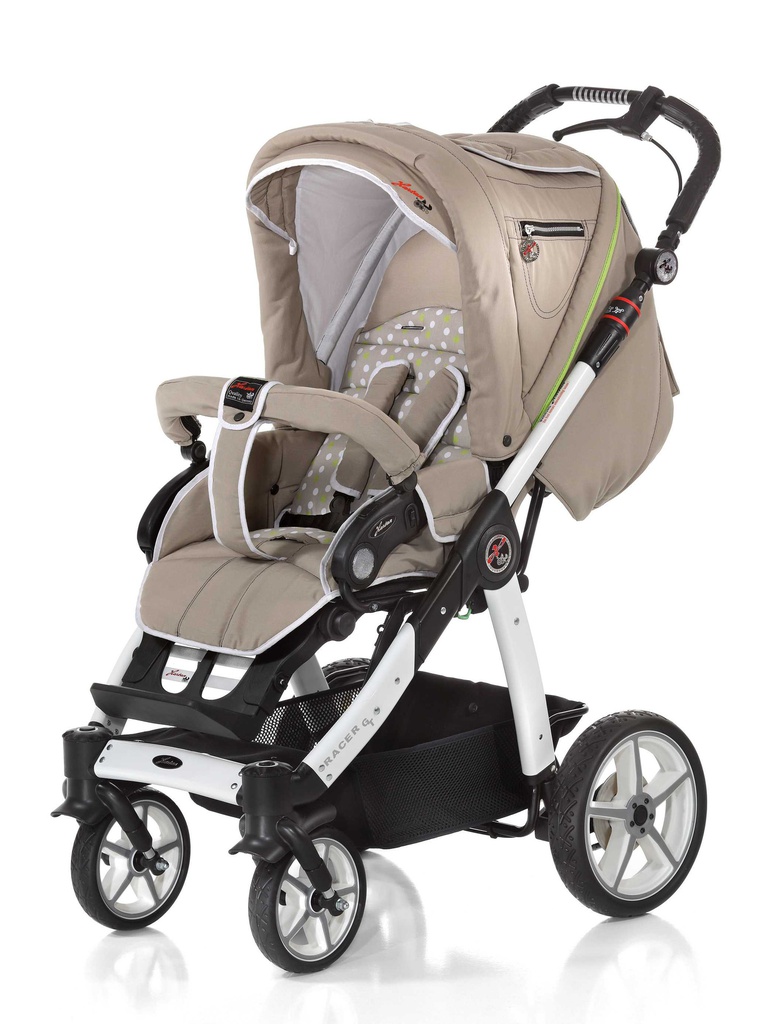 Vežimėlis HARTAN Racer GT Limette/Weiss Tupfen 2-in1 (sulakstomas kietas lopšys)