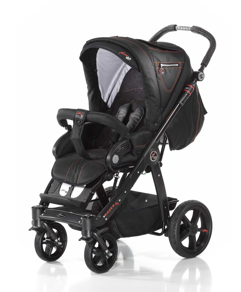 Vežimėlis Racer GT Orange Neonstrass 2-in1 (sulakstomas kietas lopšys)