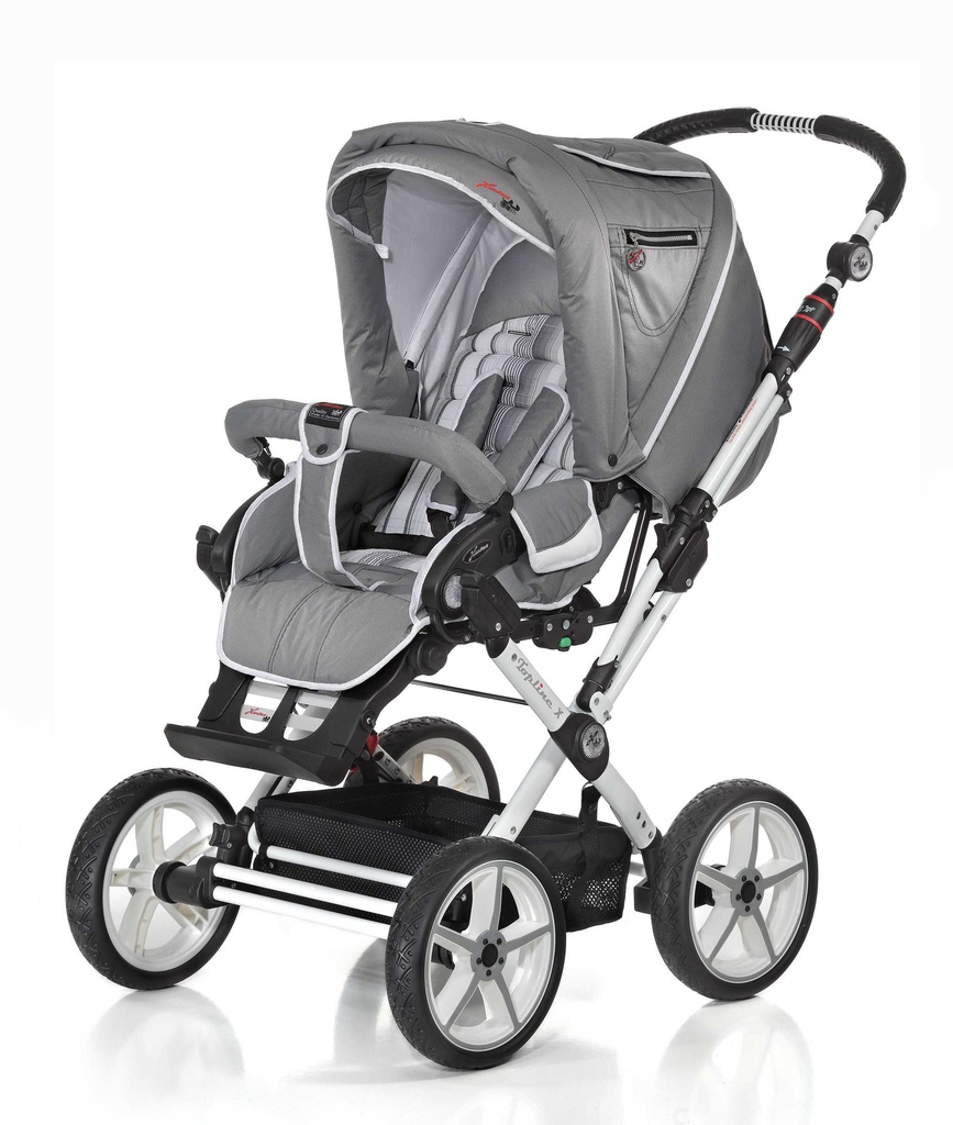 Vežimėlis Topline X Silbergrau Streifen 2-in-1 (sulakstomas kietas lopšys)