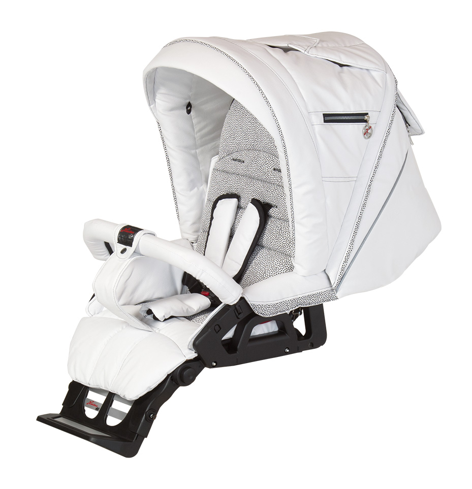 Vežimėlis HARTAN Xperia HB White Leather 2-in-1 (lopšys) su rankine