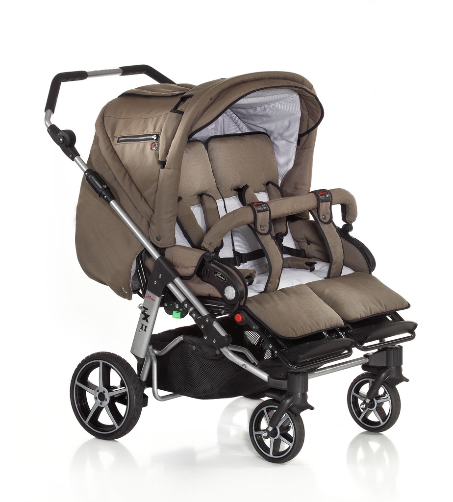 Vežimėlis ZX II HB Techno Cappuccino su nešiojamais lopšiais ir adapteriais